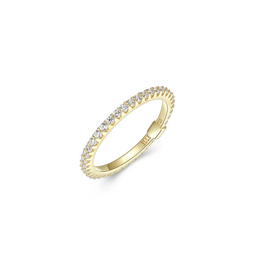 ELLE "Stardust" Clear Cubic Zirconia Skinny Eternity Ring - Gold - Size 8