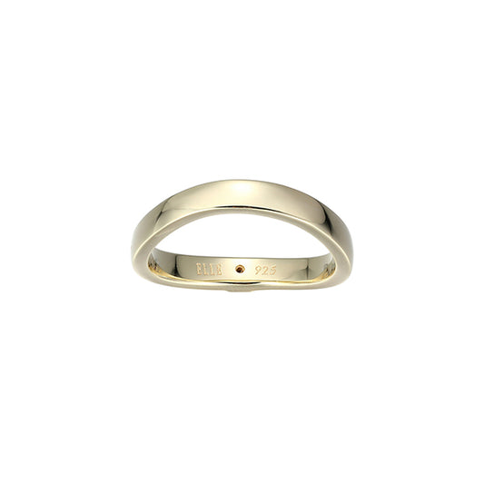 ELLE "Luna" Sterling Silver Curved Ring - Gold - Size 6