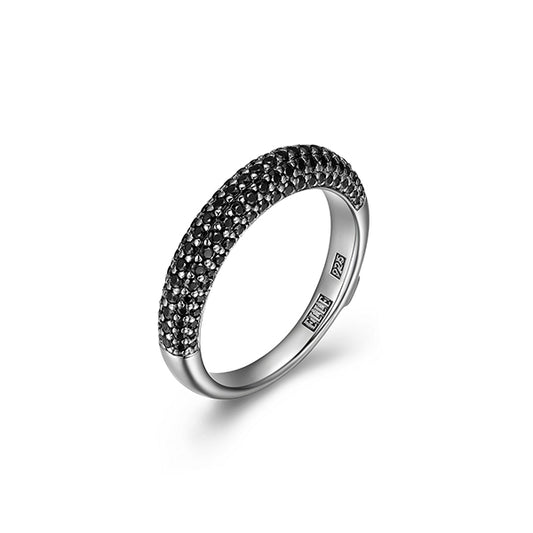 ELLE "Stardust" 5-Row Black Spinel Half Eternity Ring - Black - Size 9