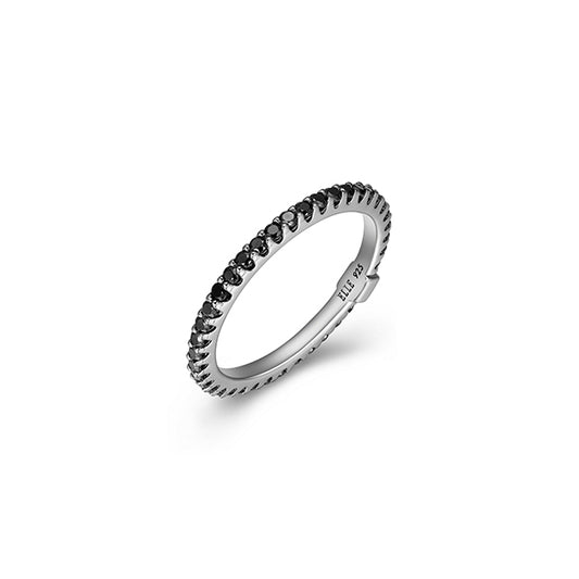 ELLE "Stardust" Black Spinel Skinny Eternity Ring - Black - Size 7