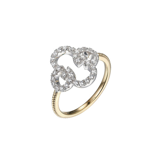 Charles Garnier Sterling Silver "MONOGRAM" Ring with Cubic Zirconia - Gold and Silver- Size 7