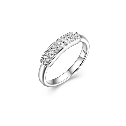 Charles Garnier Sterling Silver "PAPERCLIP" Cubic Zirconia Band Ring - Silver- Size 7