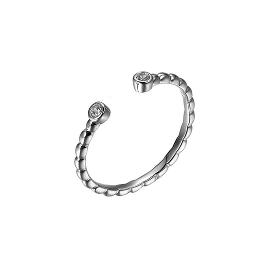 Diamondlite Cubic Zirconia Twisted Open Ring - Silver -Size 7