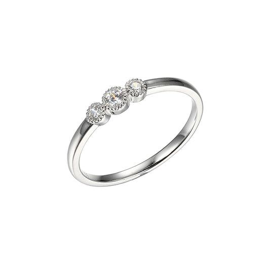 Diamondlite Cubic Zirconia Band Ring with Milgrain Accents - Size 7 - Silver