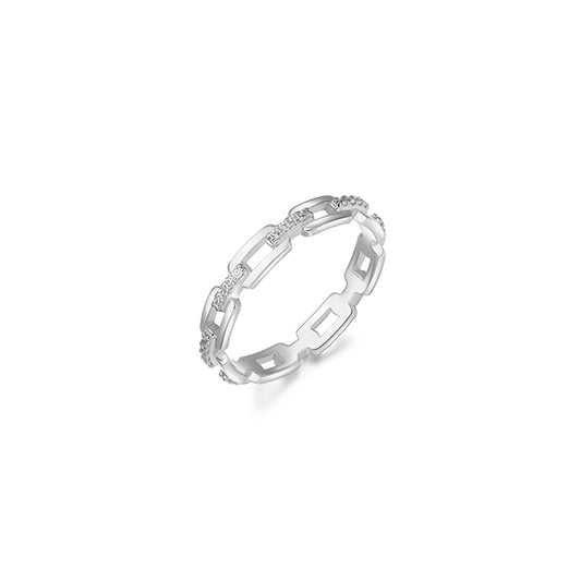 Diamondlite Cubic Zirconia Link Ring - Silver - Size 7