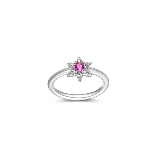 Diamondlite Cubic Zirconia "Mystique" Sapphire Star Ring - Silver - Size 7