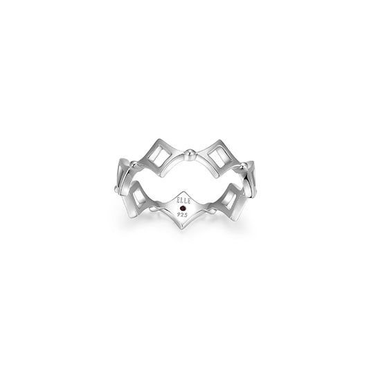 ELLE "Stellar" Sterling Silver Rhombus Eternity Ring - Silver - Size 8