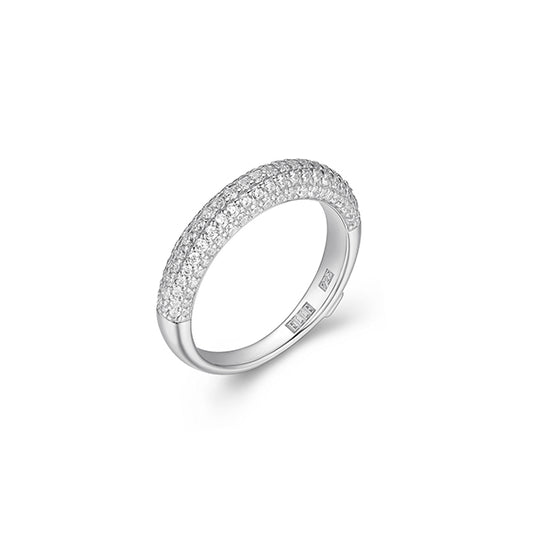 ELLE "Stardust" 5-Row Clear Cubic Zirconia Half Eternity Ring - Silver - Size 7