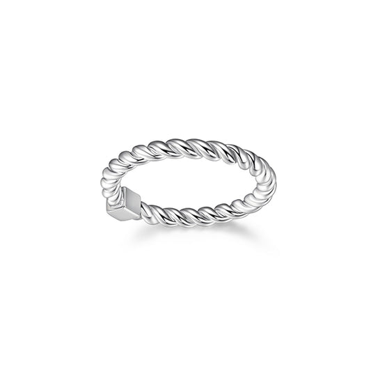 ELLE "Nautical" Rope Finish Ring - Silver - Size 7