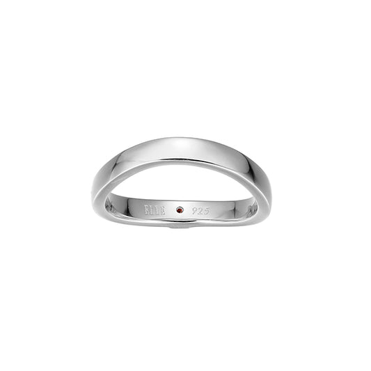 ELLE "Luna" Sterling Silver Curved Ring - Silver - Size 8