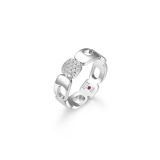 ELLE "Lookout" Cubic Zirconia Cushion & Cutout Ring - Silver - Size 8