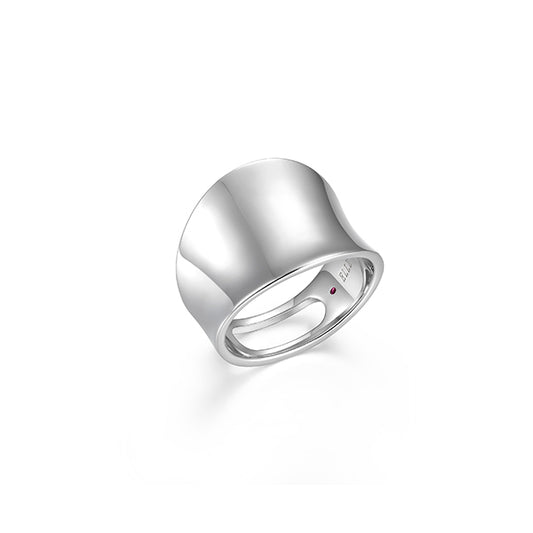 ELLE "Lookout" Concave Up Curved Ring - Silver - Size 7