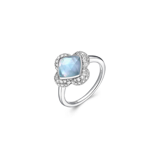 Charles Garnier Sterling Silver "Bliss" Cushion Cut Clover Ring - Silver - Size 8