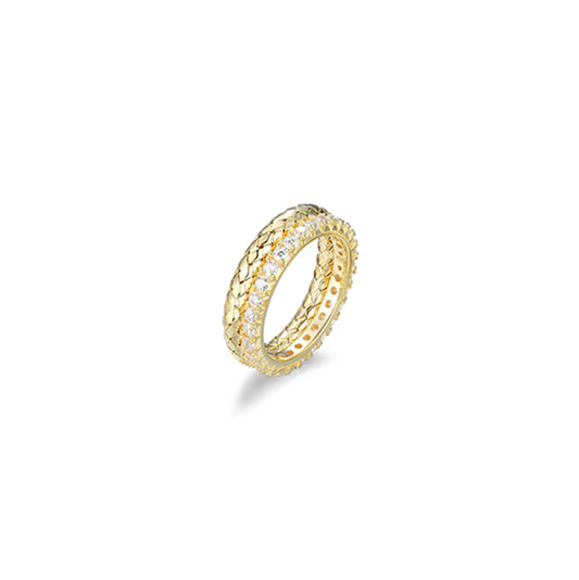 Charles Garnier Sterling Silver "Gleam" CZ & Mesh 2-Row - Gold - Size 6