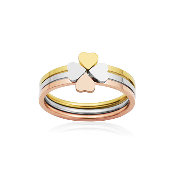 CJ Steelx Set of 3 clover/heart ring - Size 8