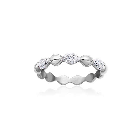 CJ Steelx Teardrop Micropave and High Polish Band - Silver - Size 7