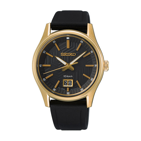 Seiko Men Watch SUR560 - Black and Gold