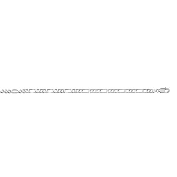 14K White Gold Figaro 7" Chain Bracelet